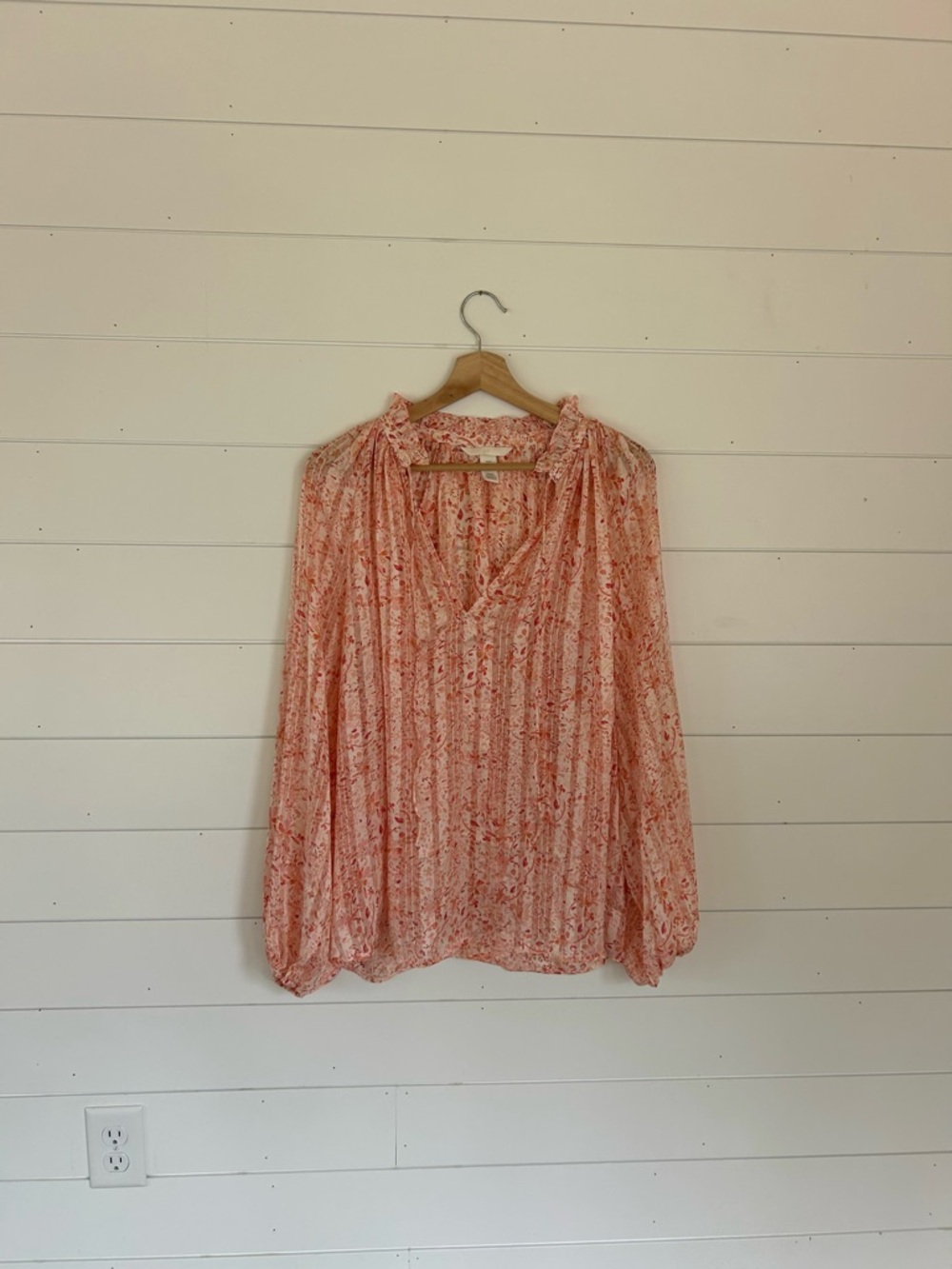 Light Pink Floral Peasant Blouse